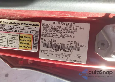 2014 Ford Fusion Se z USA, uszkodzony, nr VIN 3FA6P0HD7ER163383